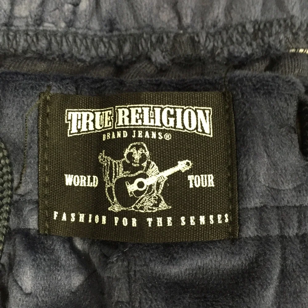 True Religion Mens Navy Blue Fleece Logo Sleepwear‎ Lounge Pants Medium NWT